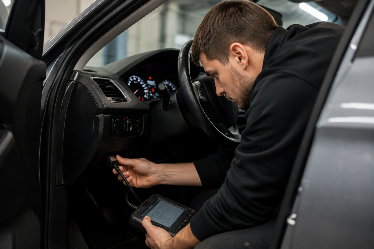 Диагностика автомобиля из Кореи сканером ЭБУ через OBD-разъём